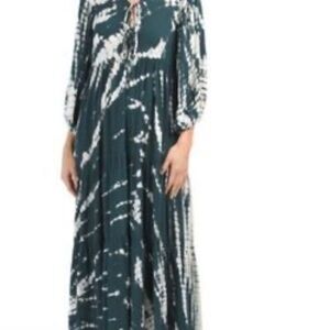 Young Fabulous & Broke Teal and White Long Sleeve Dress